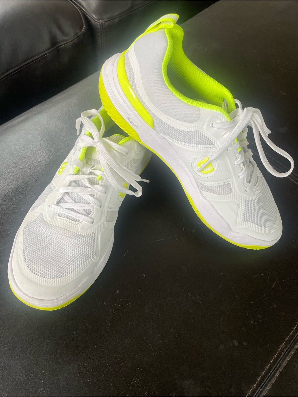 Women's White & Neon Yellow Lightweight pickleball Sneakers